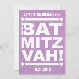 Convite Bat Mitzvah Big Type em Roxo