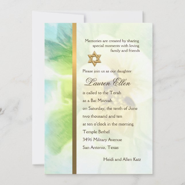 Convite Bat Mitzvah Floral Fantasy (Verso)