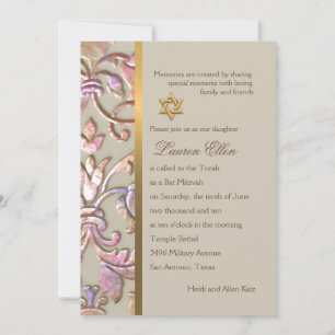 Convite Bat Mitzvah Multi "Embossed" Damask