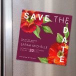Convite Bat Mitzvah Salvar Data Burgundy Floral Watercolor<br><div class="desc">Certifique-se de que todos os seus amigos e parentes serão capazes de celebrar o marco da sua filha Bat Mitzvah! Enviar este chic, atordoante, aquarela floral com serifa san moderno contra um fundo burgundy, cartão de anúncio magnético "Salvar a Data" personalizado. Personalize o texto personalizado com o nome e a...</div>