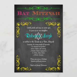 Convite Bat Mitzvah Teclado Neon