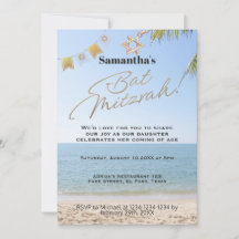 Convite Bat mitzvah: tema Praia, QR