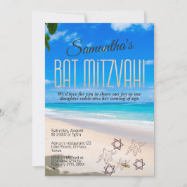 Convite Bat mitzvah: tema Praia, QR