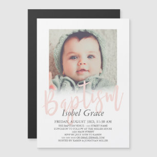 Convite Batismo de Fotografia do Script de Pincel Cor-de-R