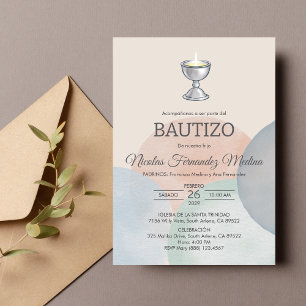 Convite Bautizo Batismo Elegante Minimalista