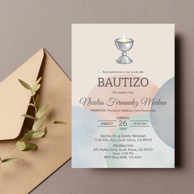 Convite Bautizo Batismo Elegante Minimalista (Criador carregado)