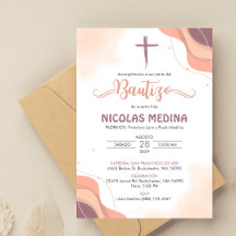 Convite Bautizo Elegante Minimalista Boho Baptism