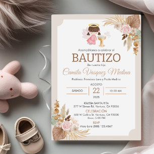 Convite Bautizo em Espanhol Baptism Baby Girl