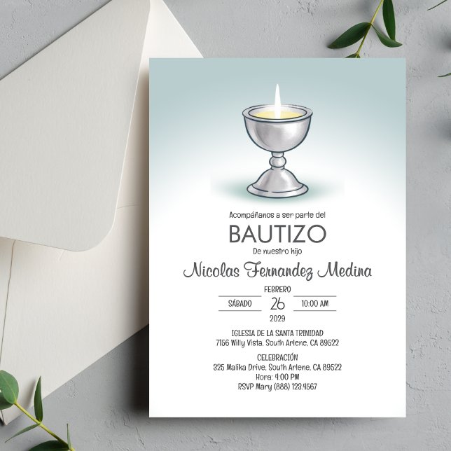 Convite Bautizo Minimalista Chalice Baptism (Criador carregado)