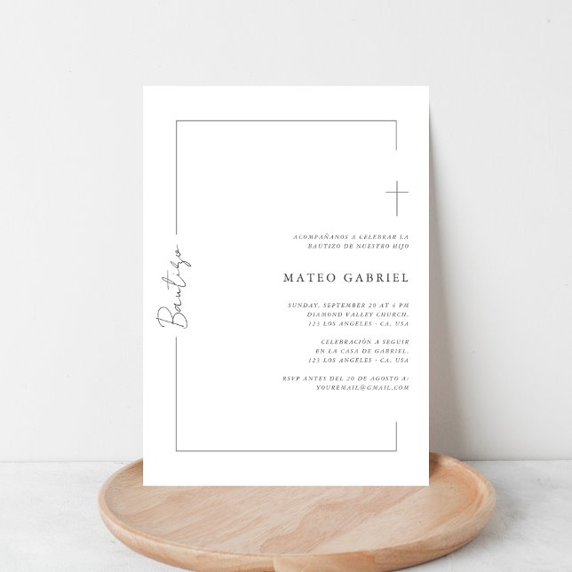 Convite Bautizo moderno para script em espanhol (Criador carregado)