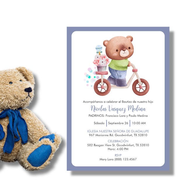 Convite Bautizo Para Meninos Batismo Cheerful (Criador carregado)