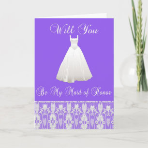 Convite Be My Maid of Honor Invitation With Lace in Purple