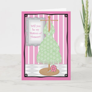 Convite Be My Matron of Honour Whimsical Dress Shop