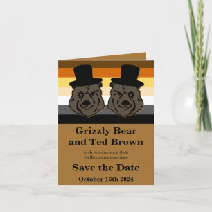 Convite Bear Pride Bears Wedding Save The Date Notecard