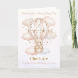 Convite Beary Sweet Hot Air Balloon Birthday Greeting Card