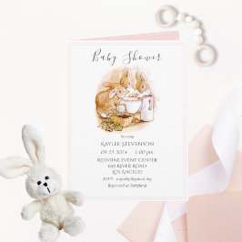 Convite Beatrix Potter Pink Baby Girl Chá