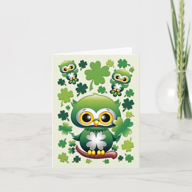 Convite Bebê Coruja Fofo St Patrick Cartoon (Frente)