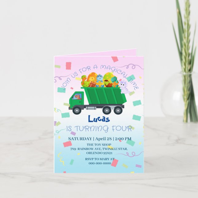 Convite Bebê engraçado, carrinho de lixo do bebê Aniversár (Frente)