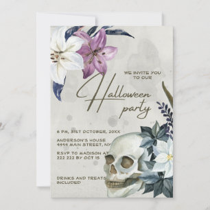 Convite Beige Floral Halloween