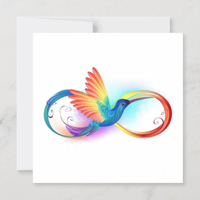 Convite Beija-flor Arco-íris com símbolo do Infinito (Frente)