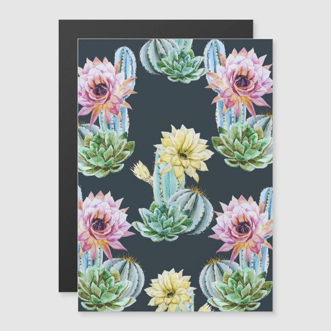 Convite Belo padrão de cactus (Frente/Verso)