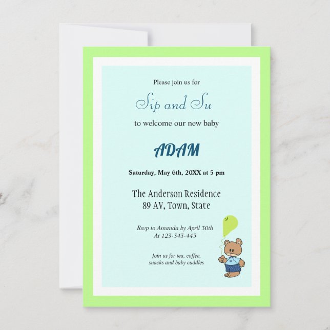 Convite bem-vindo menino (Frente)