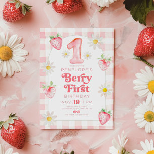 Convite Berry primeiro aniversario Strawberry