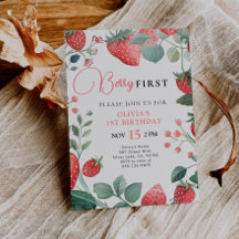Convite Berry Primeiro primeiro aniversario Floral