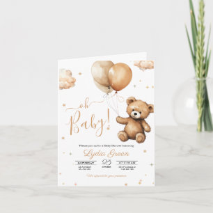 Convite Bexigas de urso de pelúcia Churrasco de bebê Gêner