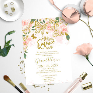 Convite Bilingue de Borboleta para Festa de Quince