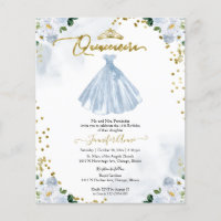Convite Bilingue de Quinceanera com Orçamento Flor