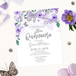 Convite Bilingue Orçamento Borboleta Quinceanera