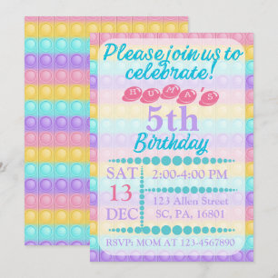 Convite BIrthday Personalizado de Bble de pop Ti