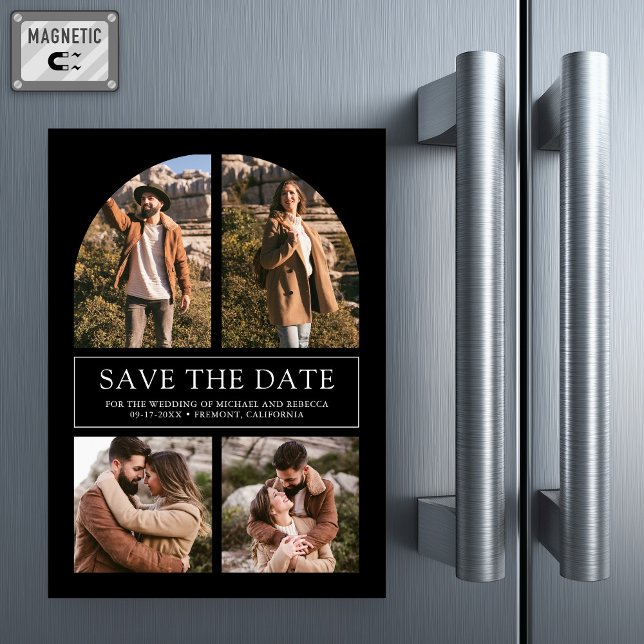 Convite Black Arch Photo Collage Wedding Save the Date (Criador carregado)