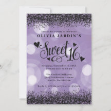 Convite Black & Purple Glam Sweet 16