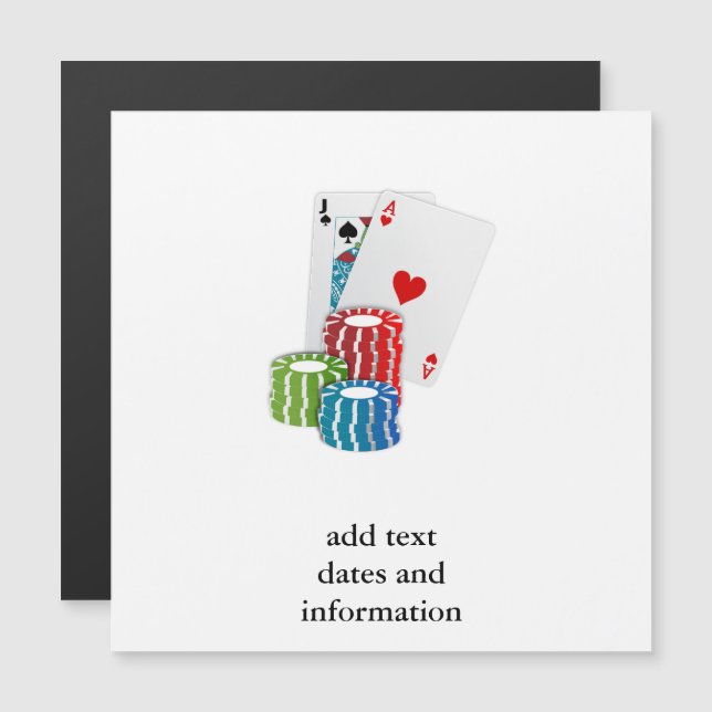 Convite Blackjack com Chips Poker (Frente/Verso)