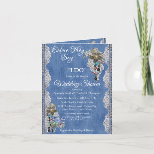 Convite Blue Denim,flowering lace and Costume Jewelry