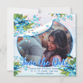Convite Blue Esqueça-me-não Flor Salve as datas Anunciar