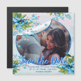Convite Blue Esqueça-me-não Flor Salve as datas Anunciar