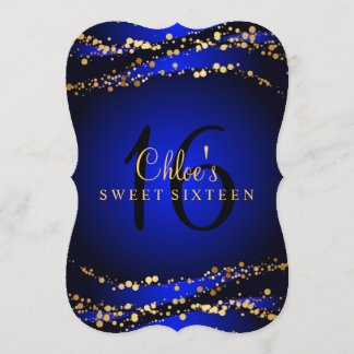 Convite Blue & Gold Stardust Sweet 16
