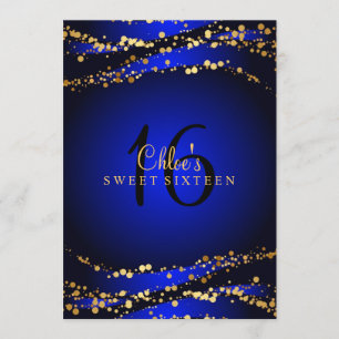 Convite Blue & Gold Stardust Sweet 16