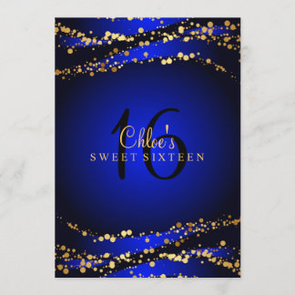 Convite Blue & Gold Stardust Sweet 16
