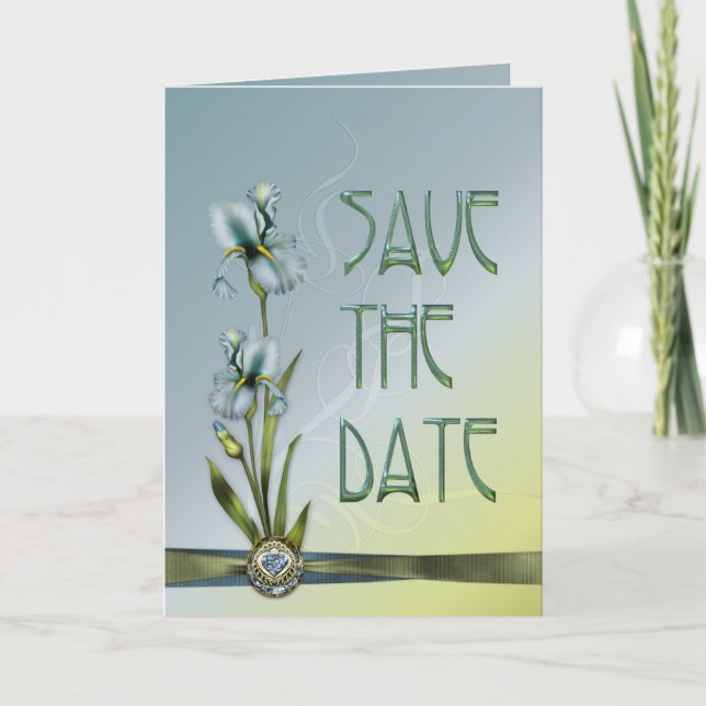 Convite Blue Iris Casamento Salve a Data (Frente)