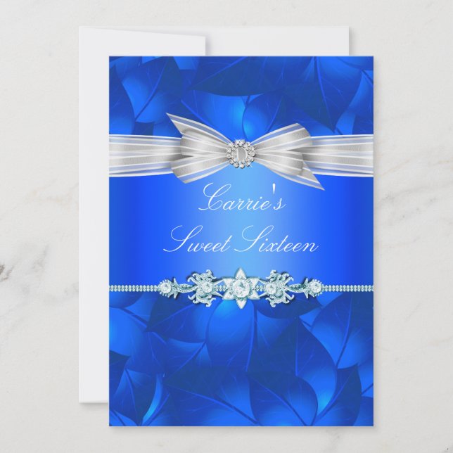 Convite Blue Leaf & Bow Sweet Sixteen (Frente)