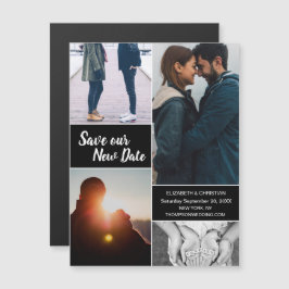Convite Blue Save our New Date Photo Change the Date (Salv
