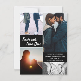 Convite Blue Save our New Date Photo Change the Date (Salv