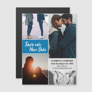 Convite Blue Save our New Date Weding Photo