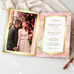 Convite Blush Pink Gold Agate Marble QR Code Wedding<br><div class="desc">Amaze your guests with this elegant all-in-one wedding invite featuring a marble design with QR code for online RSVP. Simply add your event details on this easy-to-use template and adorn this card with your favorite photo to make it a one-of-a-kind invitation.</div>