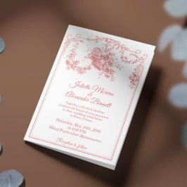 Convite Blush Pink Toile de Jouy Paris Wedding Invitation