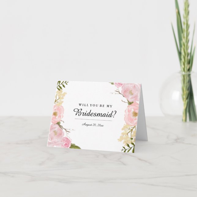 Convite Blush White Botanic Você Será Minha Porta-Voz (Frente)